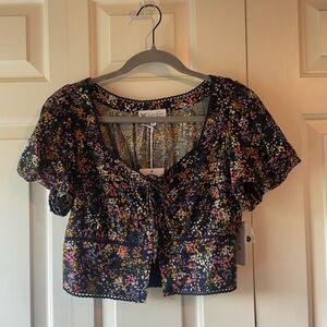 Jessica Simpson Floral Bubble Sleeve Blouse - Size XS